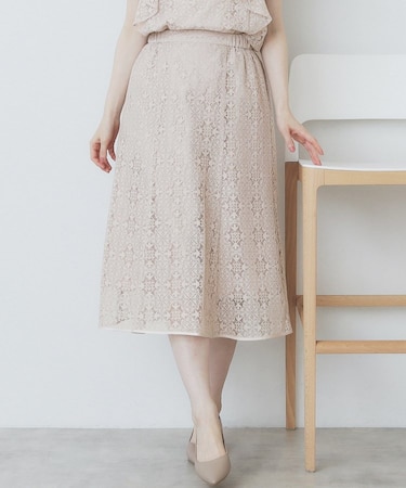 ジオメレースフレアスカート/セットアップ対応【洗濯機洗い可】