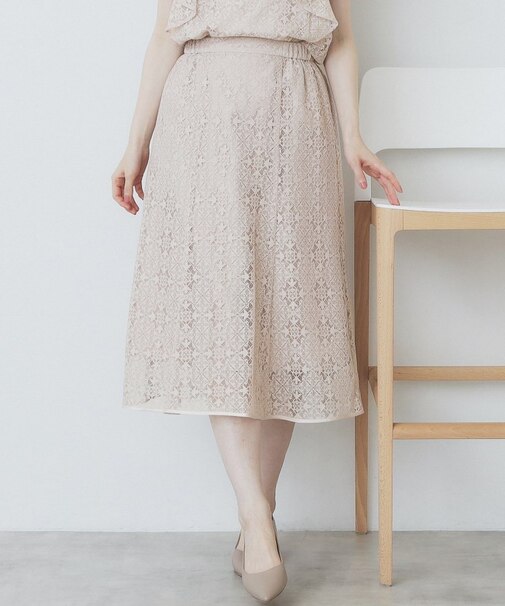 ジオメレースフレアスカート/セットアップ対応【洗濯機洗い可】