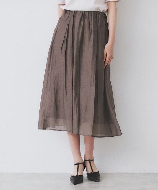 シアーギャザーフレアスカート【洗濯機洗い可】