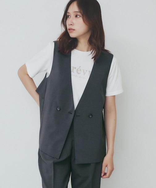 バックフリルデザインジレ/セットアップ可【洗濯機洗い可/接触冷感/吸水速乾/ストレッチ】