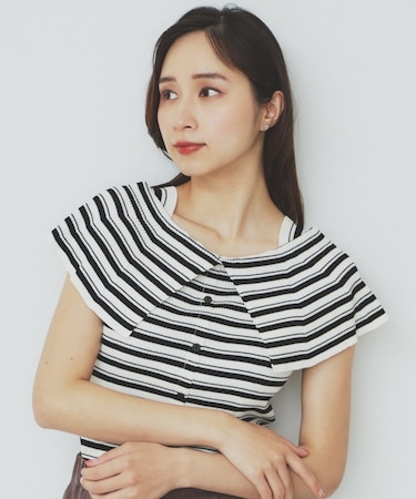 前後2wayオフショルビッグカラーニット【洗濯機洗い可/抗ピル】