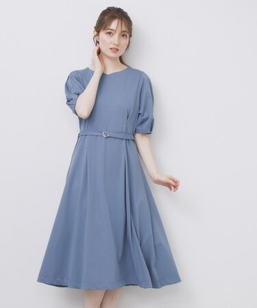 ハートネックパフワンピース【洗濯機洗い可/UVケア/接触冷感】