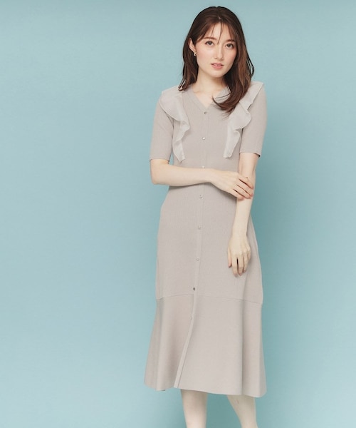 フリルドッキングニットワンピース【洗濯機洗い可/抗ピル