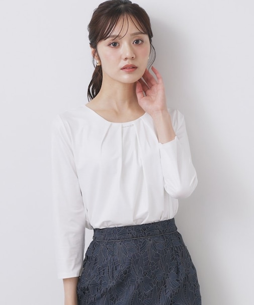 《S-3Lサイズ》タックビジュートップス【洗濯機洗い可】