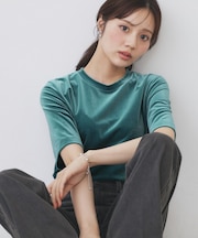 《andGIRL掲載》ベロアボクシーTシャツ【洗濯機洗い可】