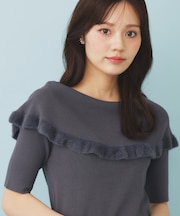 ファーフリルケープニット【洗濯機洗い可】