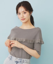 ファーフリルケープニット【洗濯機洗い可】