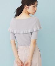 ファーフリルケープニット【洗濯機洗い可】