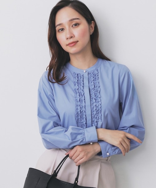 美品✨ロイスクレヨン フリル ボウタイ バンドカラー ブラウス チェックシャツ 美品✨ロイスクレヨン フリル ボウタイ バンドカラー ブラウス