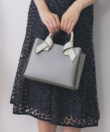 【2WAY】リボンハンドルミドルトートバッグ
