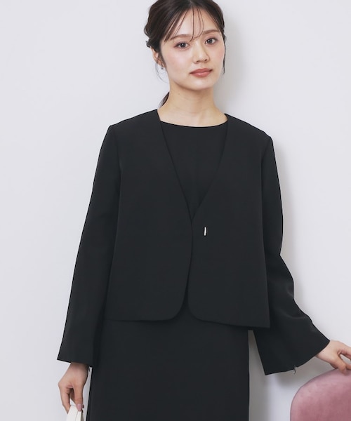 手洗い可能/ダブルクロス] ◇D ノーラペル ジャケット｜グリーン