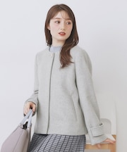 ノーカラーショートコート