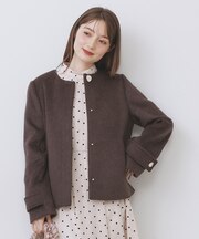 ノーカラーショートコート