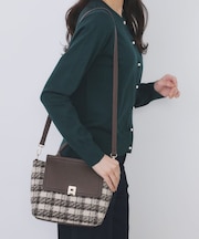 【2WAY】ラメツイードチェックコンビミドルハンドバッグ