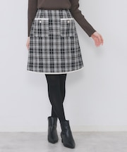 チェックツィードスカート/セットアップ対応【洗える】