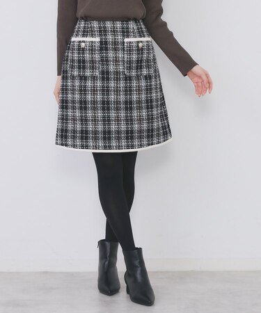 チェックツィードスカート/セットアップ対応【洗える】