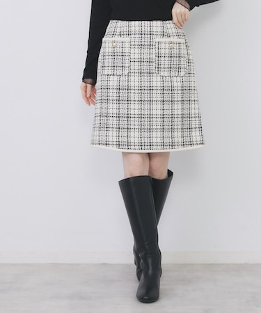 チェックツィードスカート/セットアップ対応【洗える】