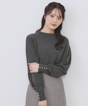 ふんわりボトルネックパフスリーブニット【洗濯機OK】《6col》