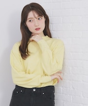 ふんわりボトルネックパフスリーブニット【洗濯機OK】《6col》