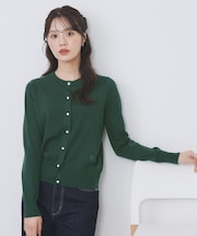 ビジュークルーネックカーディガン【洗濯機OK】《7col/XS～LL》