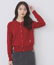 ビジュークルーネックカーディガン【洗濯機OK】《7col/XS~LL》