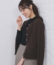 ビジュークルーネックカーディガン【洗濯機OK】《7col/XS~LL》