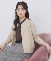 ビジュークルーネックカーディガン【洗濯機OK】《7col/XS～LL》