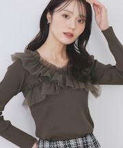 クロスチュールフリルリブニット【洗濯機OK/抗ピル】