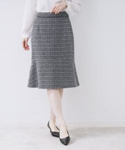 ≪通勤・セレモニー/セットアップ対応≫フレアツイードスカート【洗濯機OK】