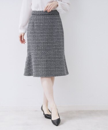 ≪通勤・セレモニー/セットアップ対応≫フレアツイードスカート【洗濯機OK】