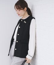 ファンシーツイードペプラムジレ【洗える】