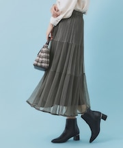 リバーシブルチュールティアードフレアスカート【洗濯機可】