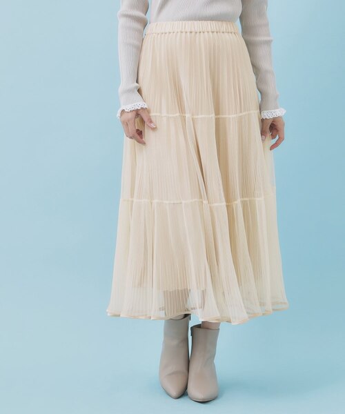 リバーシブルチュールティアードフレアスカート【洗濯機OK