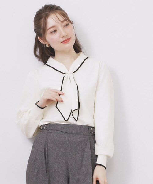 美品⭐︎２wayゴールドパーツ付きニット ゴールドパーツ付きボウタイニット【洗濯機OK】《10col/XS～LL