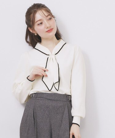 ゴールドパーツ付きボウタイニット【洗濯機OK】《10col/XS~LL》