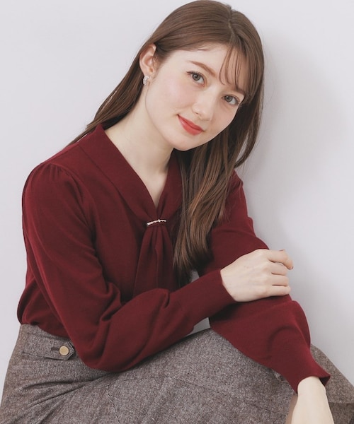 ♡美品♡ ポールカ　ボウタイツインニット セール】 袖レースボウタイ付きニット≪手洗い可能≫ （ニット