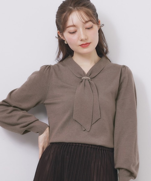 ♡美品♡ ポールカ　ボウタイツインニット ゴールドパーツ付きボウタイニット【洗濯機OK】《10col/XS～LL