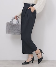 カルゼツイードストレッチワイドパンツ【洗濯機OK/防シワ/イージーアイロン/抗ピル】