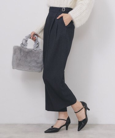 カルゼツイードストレッチワイドパンツ【洗濯機OK/防シワ/イージーアイロン/抗ピル】