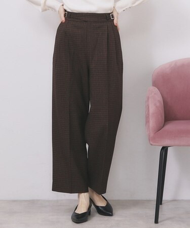 カルゼツイードストレッチワイドパンツ【洗濯機OK/防シワ/イージーアイロン/抗ピル】