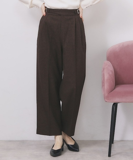 カルゼツイードストレッチワイドパンツ【洗濯機OK/防シワ/イージーアイロン/抗ピル】