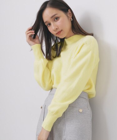 フェイクパールふわふわニット【洗濯機OK】