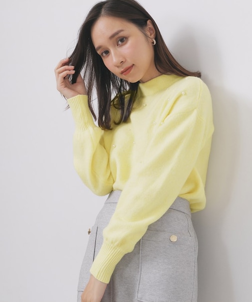 フェイクパールふわふわニット【洗濯機OK】