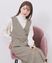 ラップ風ツイードジャンスカ【洗濯機OK/防シワ】