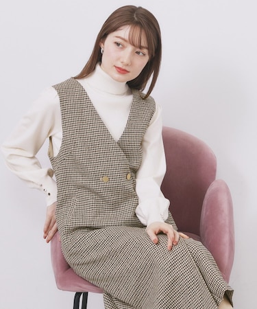 ラップ風ツイードジャンスカ【洗濯機OK/防シワ】