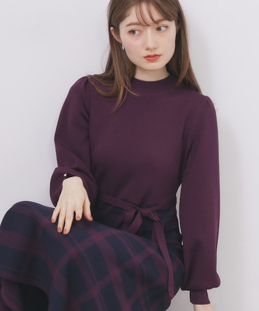 ハイネックニットワンピース【洗濯機OK/抗ピル】