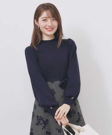 ハイネックニットワンピース【洗濯機OK/抗ピル】