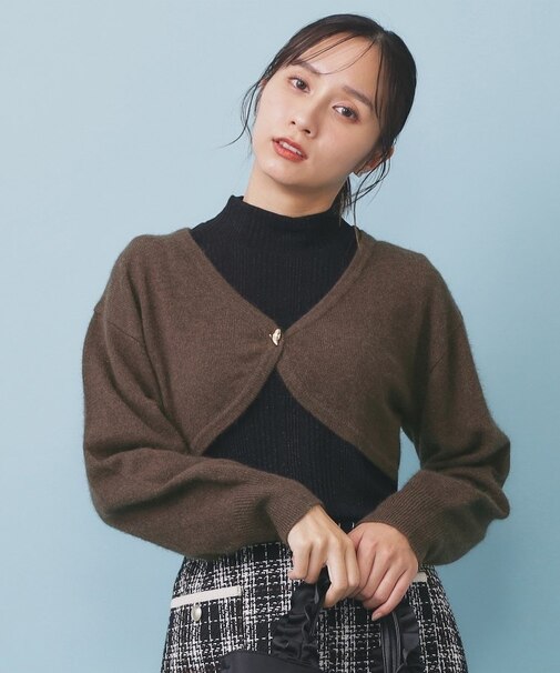 ハート釦ニットボレロ/アンサンブル対応【洗える】