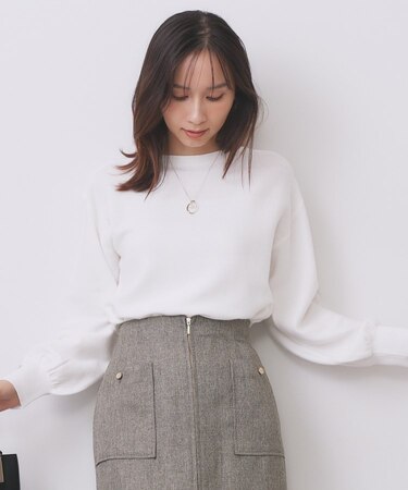 ラメガーター編みボートネックニット【洗濯機OK】《8col/XS～LL》