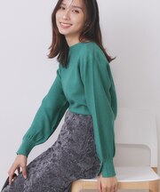 ラメガーター編みボートネックニット【洗濯機OK】《8col/XS~LL》